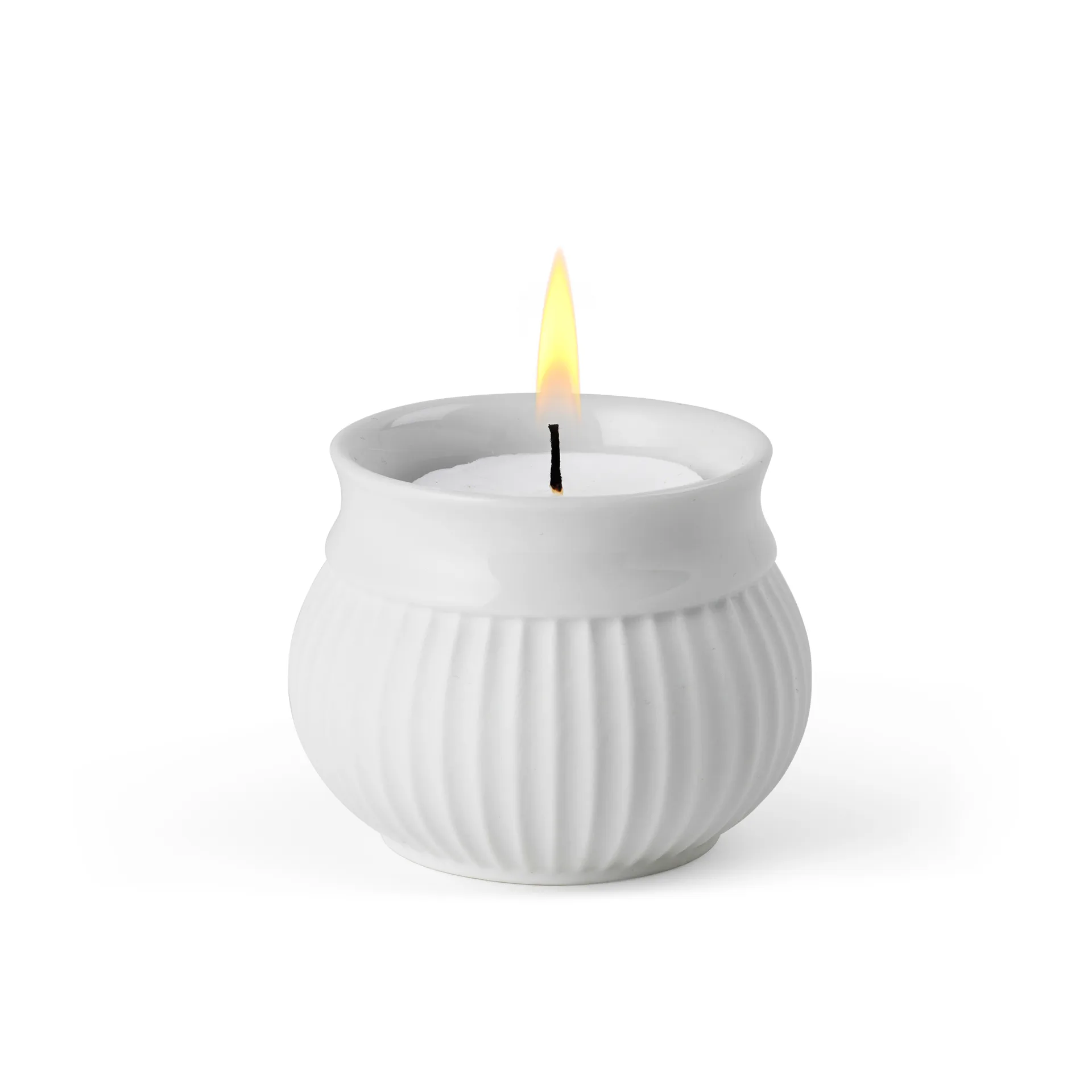 Curve Block candle sticks Ø11 cm, White Lyngby Porcelæn