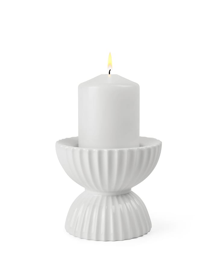 Lyngby Tura block candle holder Ø11.5 cm - White - Lyngby Porcelæn