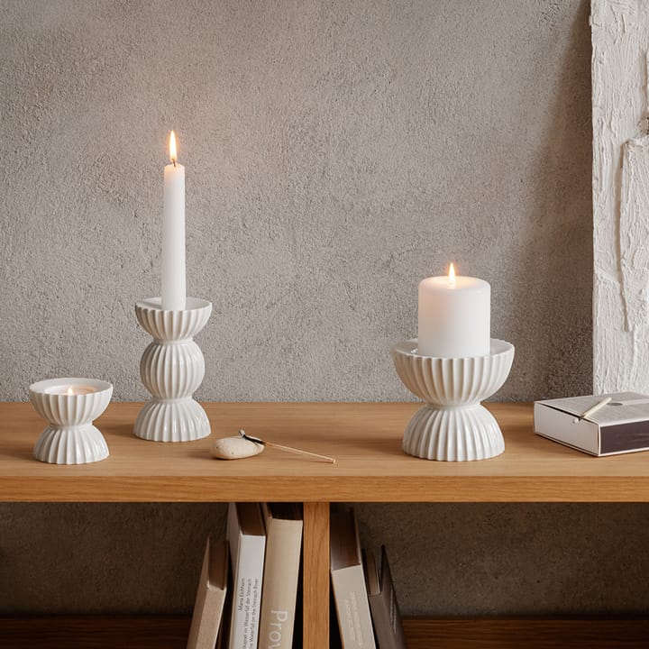 Lyngby Tura block candle holder Ø11.5 cm - White - Lyngby Porcelæn