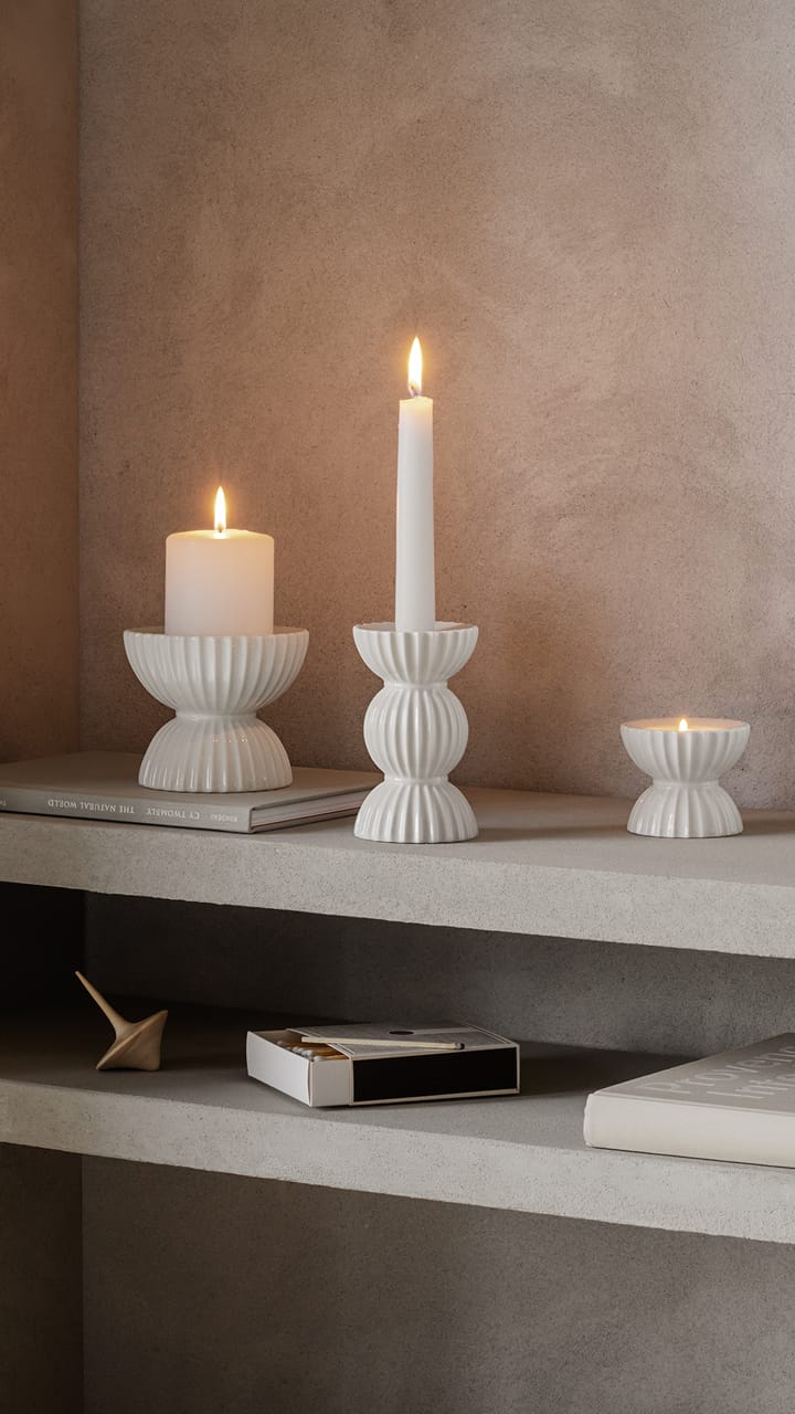 Lyngby Tura block candle holder Ø11.5 cm - White - Lyngby Porcelæn