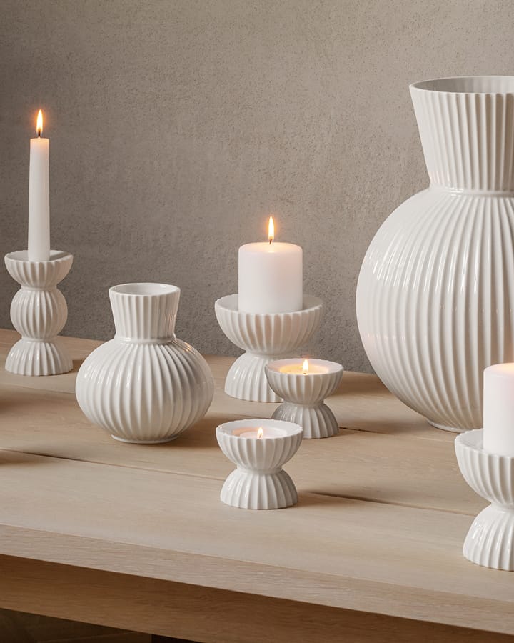 Lyngby Tura tealight holder Ø8 cm, White Lyngby Porcelæn