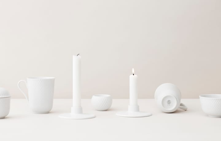 Rhombe candle holder 3 cm - White - Lyngby Porcelæn