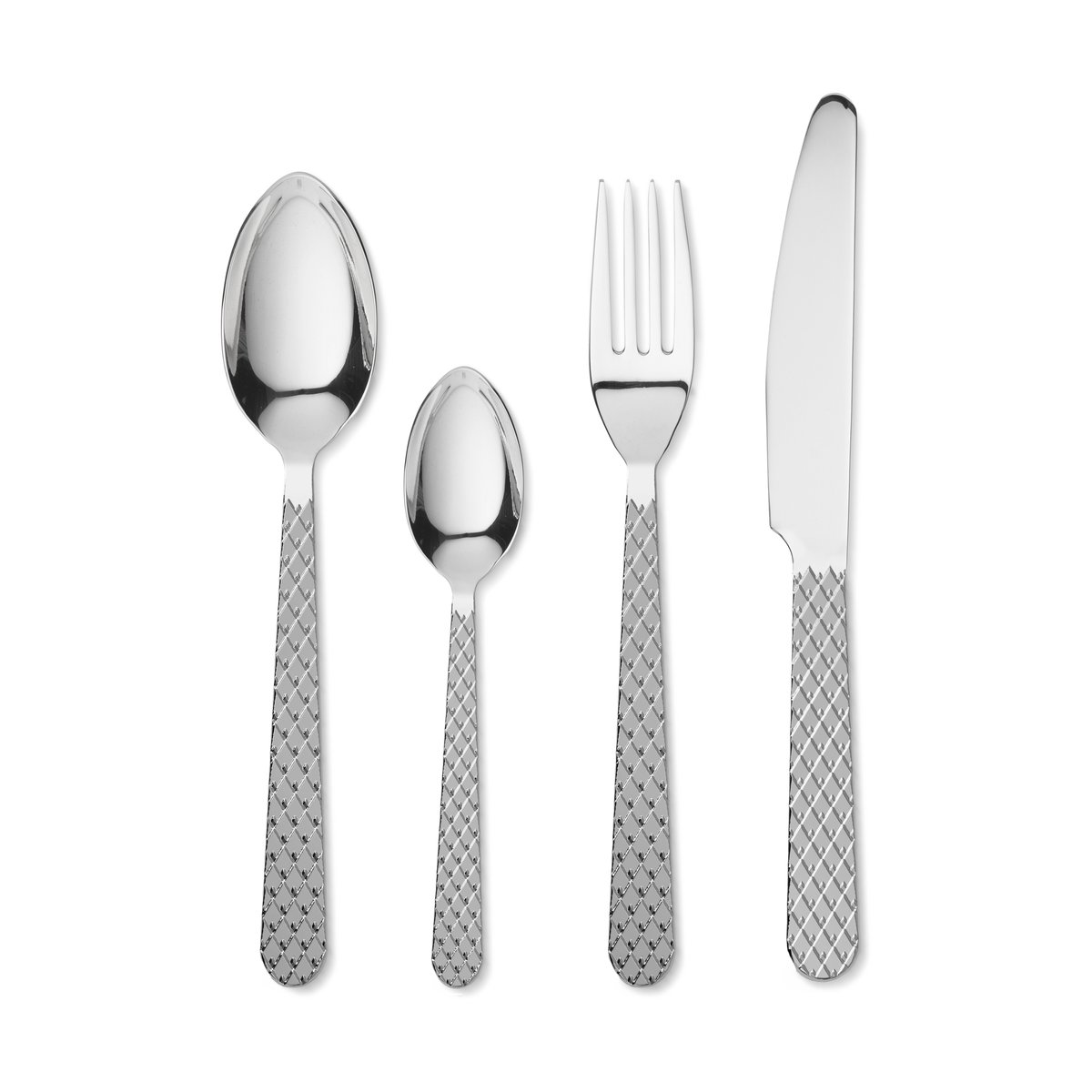Lyngby Porcelæn Rhombe cutlery set 16 pieces | Scandinavian Design | Cutlery sets | Silver-coloured