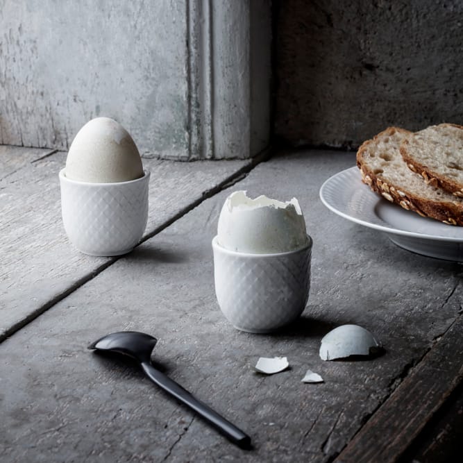 Rhombe egg cup. 2-pack - white - Lyngby Porcelæn