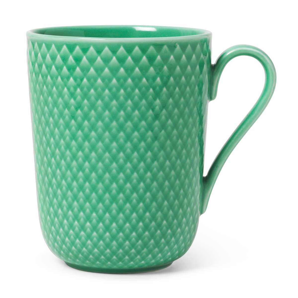 Lyngby Porcelæn Rhombe mug with handle 33 cl Green | Scandinavian Design | Coffee cups | Green