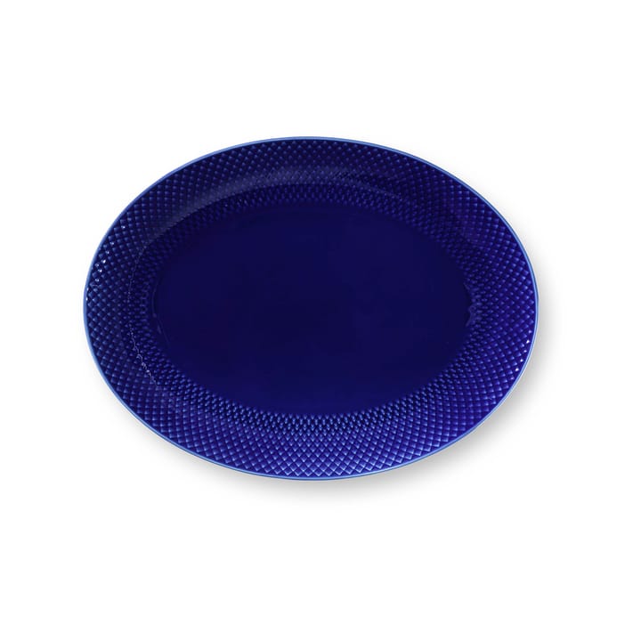 Rhombe oval servering saucer 35x26,5 cm - Dark blue - Lyngby Porcelæn