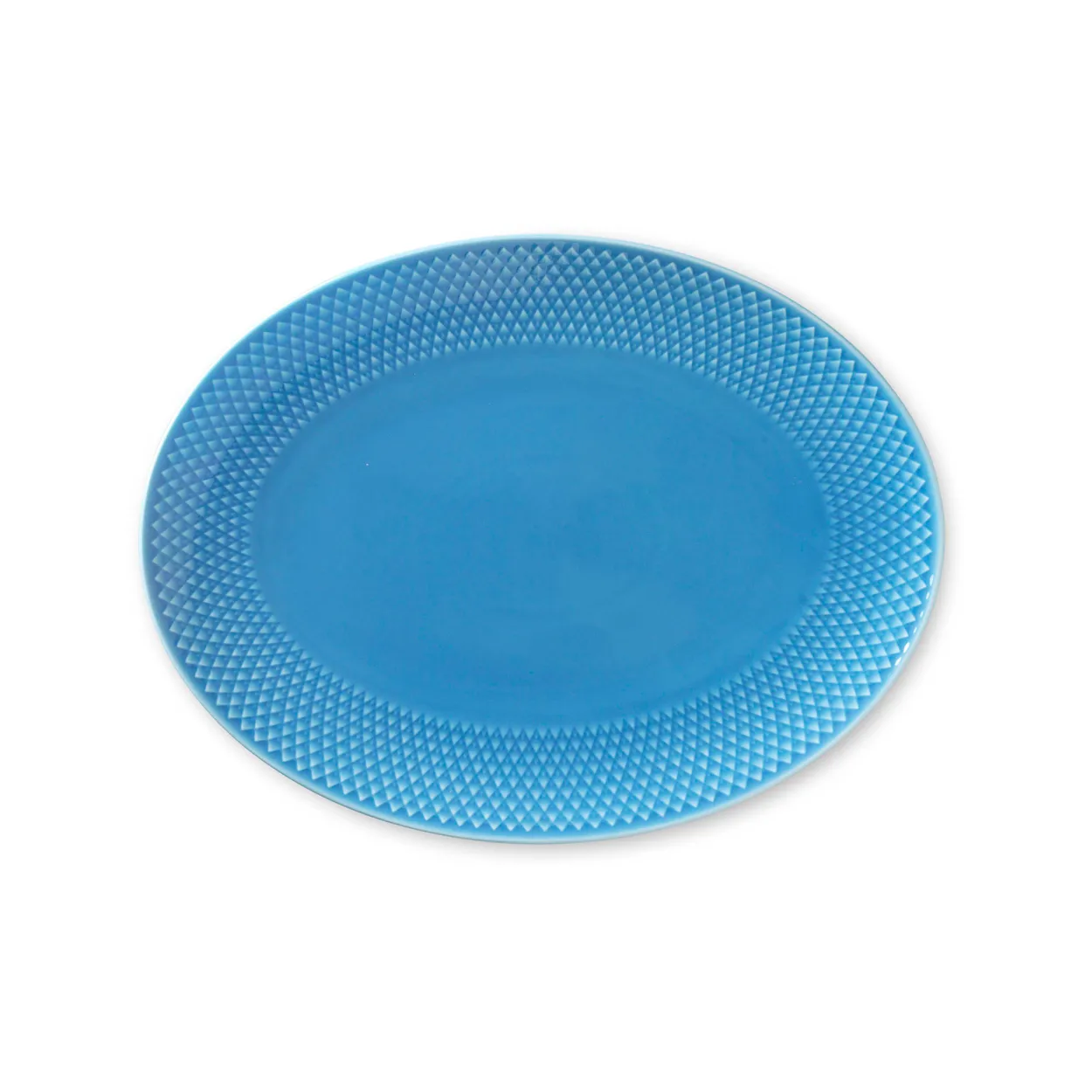 Lyngby Porcelæn Rhombe oval serving plate 21.5x28.5 cm Blue