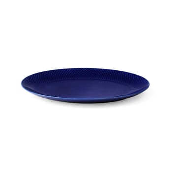 Rhombe oval serving saucer 35x26,5 cm - Dark blue - Lyngby Porcelæn