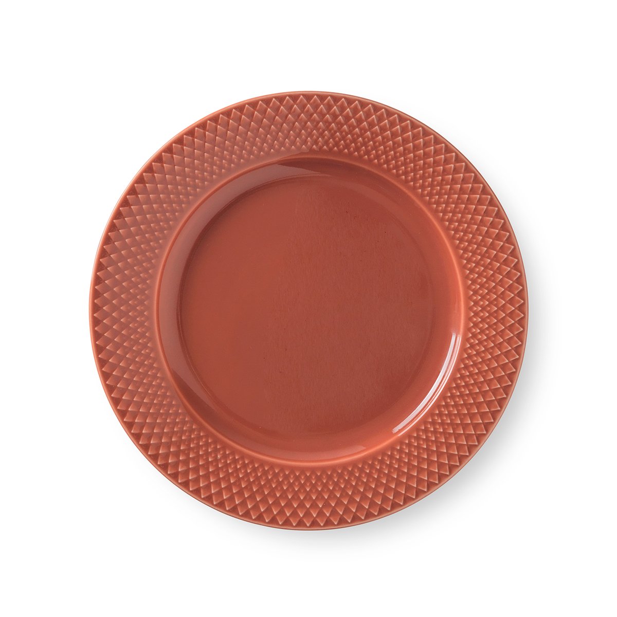 Lyngby Porcelæn Rhombe plate terracotta 23 cm | Scandinavian Design | Dinner plates | Red