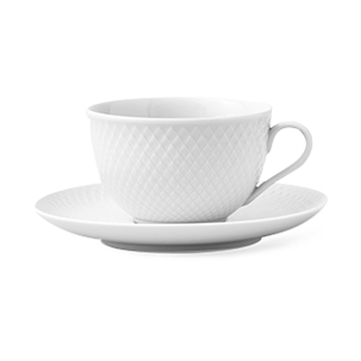 Lyngby Porcelæn Rhombe tea cup with saucer 24 cl White