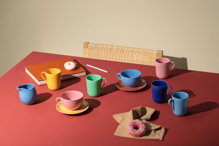 Rhombe teacup with saucer, Pink-sand Lyngby Porcelæn