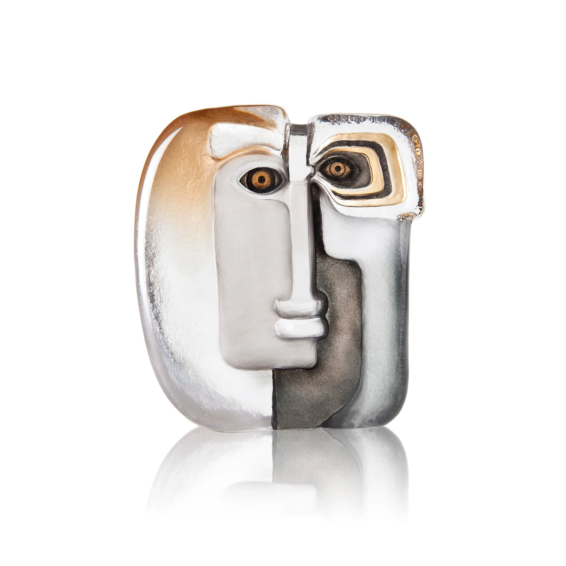 Ideo Masq Ltd Ed 299ex glass sculpture, Gold Målerås Glasbruk