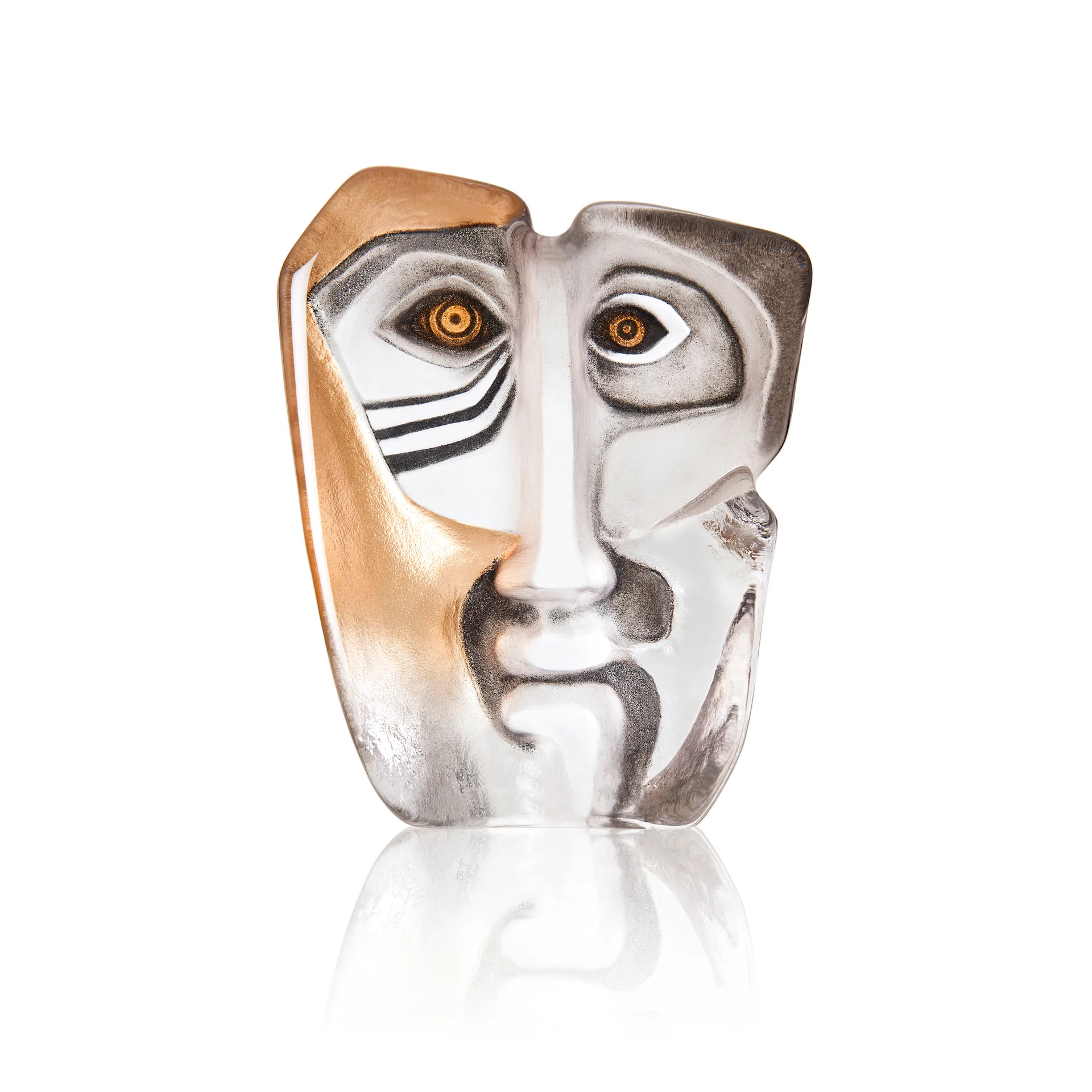 Masq Domino glass sculpture, Gold Målerås Glasbruk