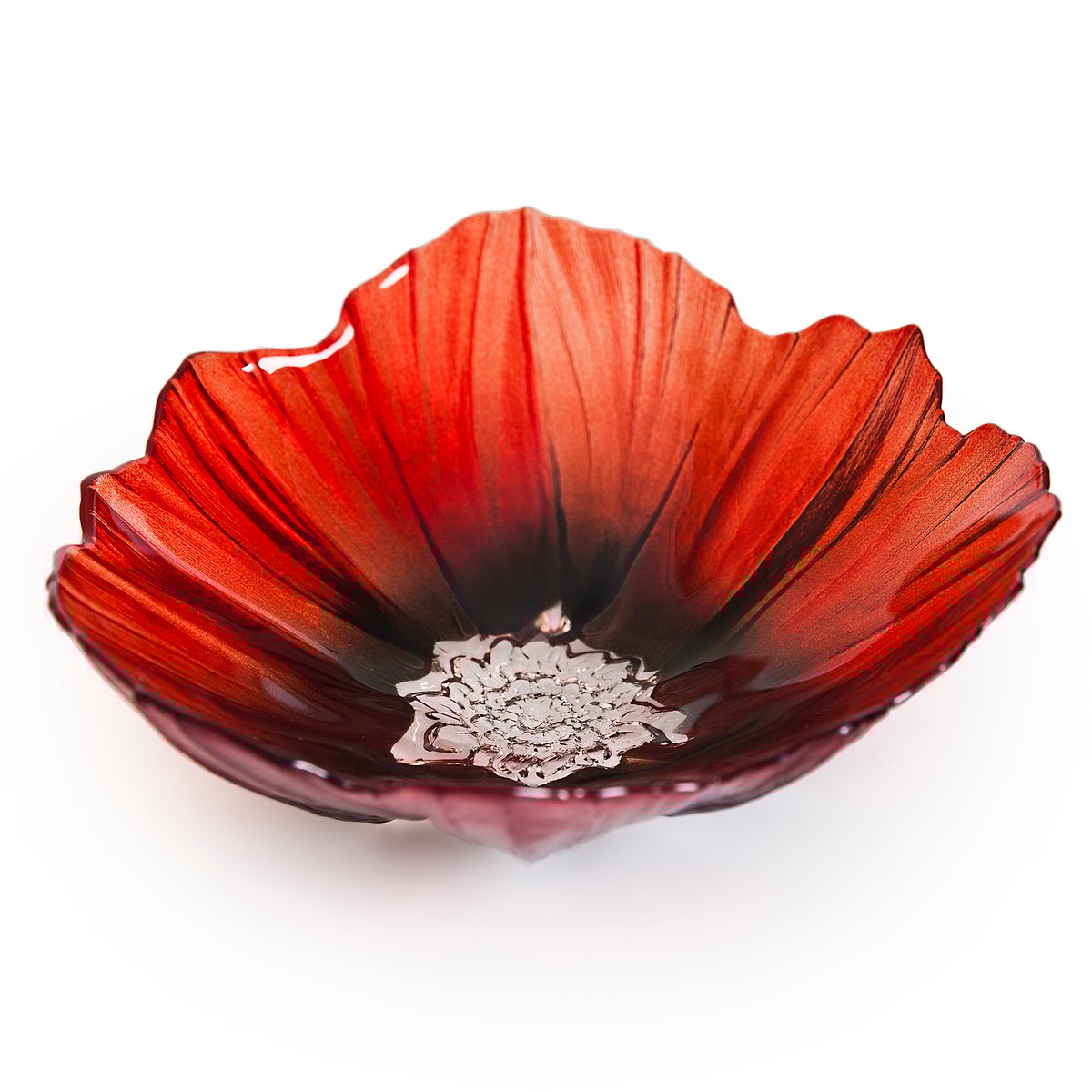 Målerås Glasbruk Poppy bowl large red-black | Scandinavian Design | Decorative bowls | Red