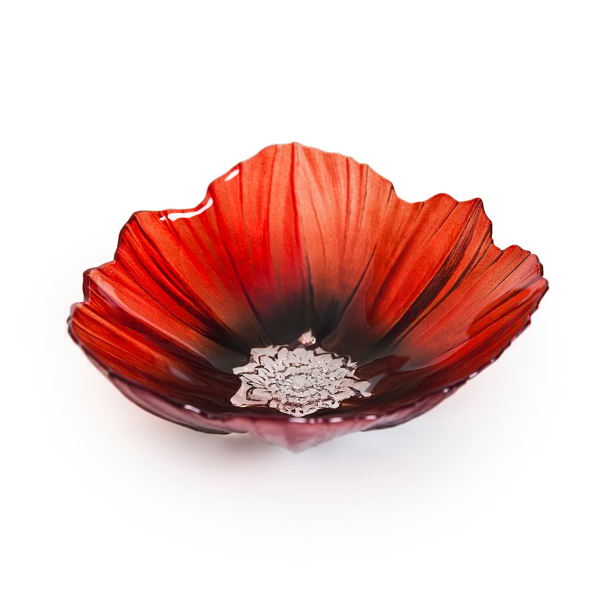 Målerås Glasbruk Poppy bowl medium red-black | Scandinavian Design | Decorative bowls | Red