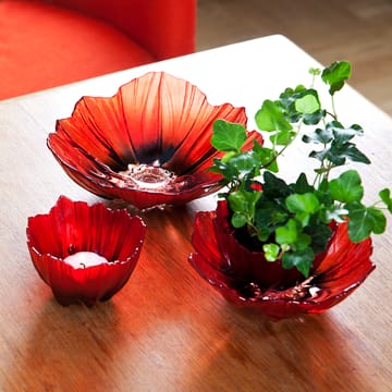 Poppy bowl medium - red-black - Målerås Glasbruk