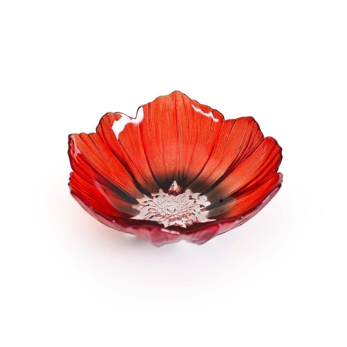 Målerås Glasbruk Poppy bowl small red-black | Scandinavian Design | Decorative bowls | Red