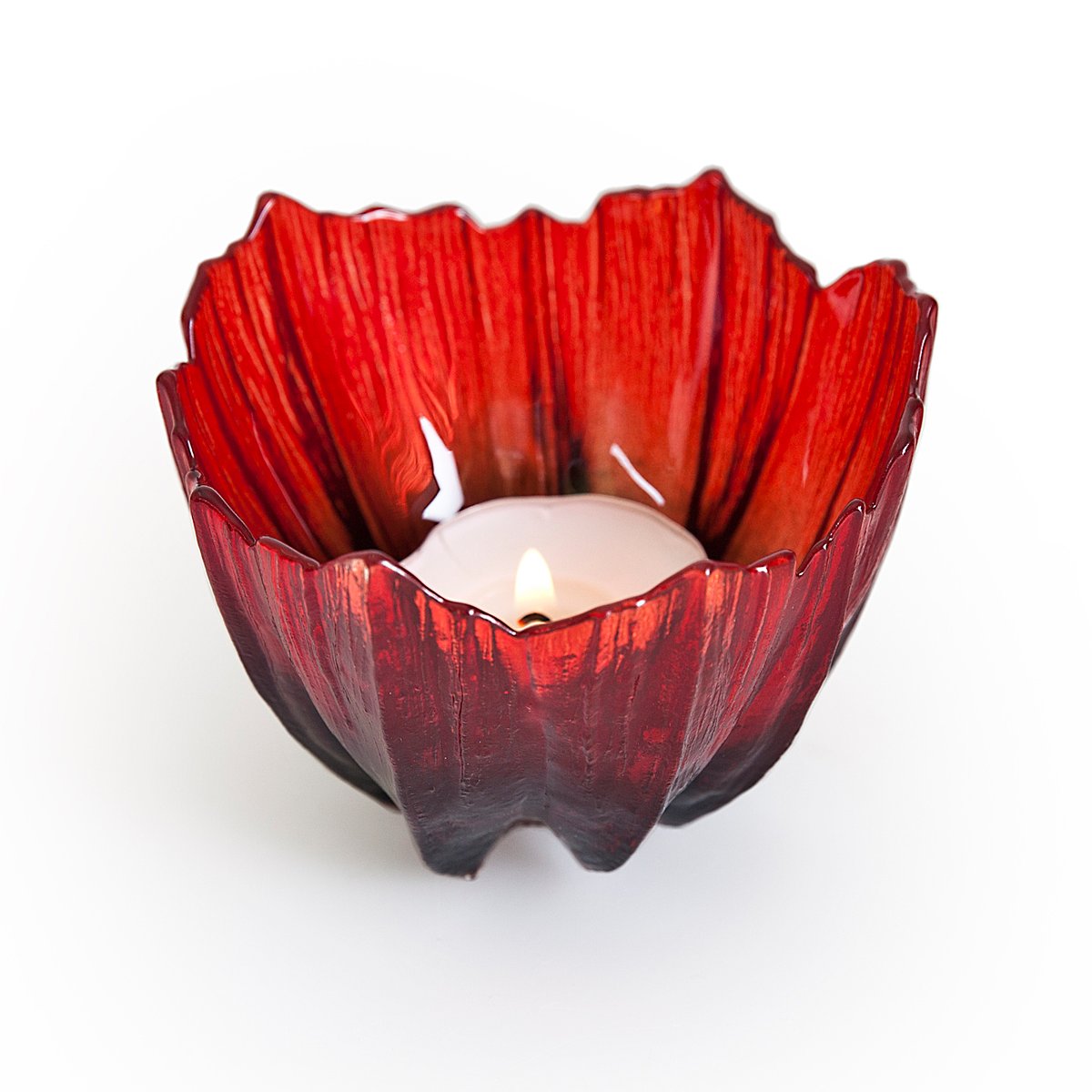 Målerås Glasbruk Poppy lantern red-black | Scandinavian Design | Tea light holders, lanterns & candle dishes | Red