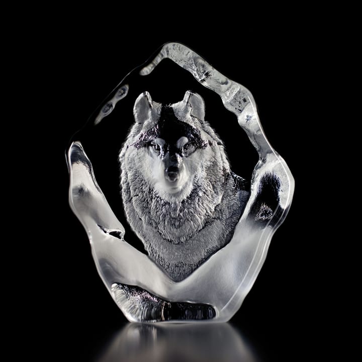 Wildlife crystal sculpture - wolf - Målerås Glasbruk
