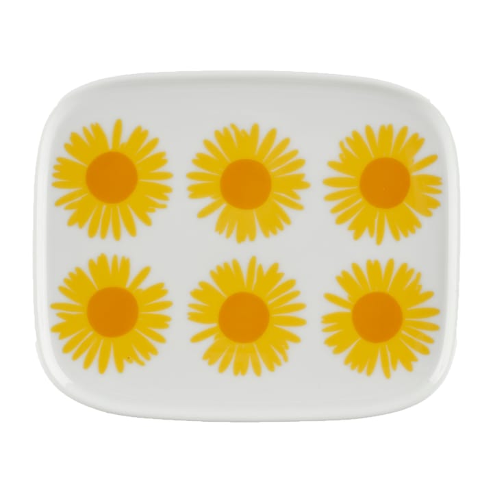 Auringonkukka plate 12x15 cm - Yellow-white - Marimekko