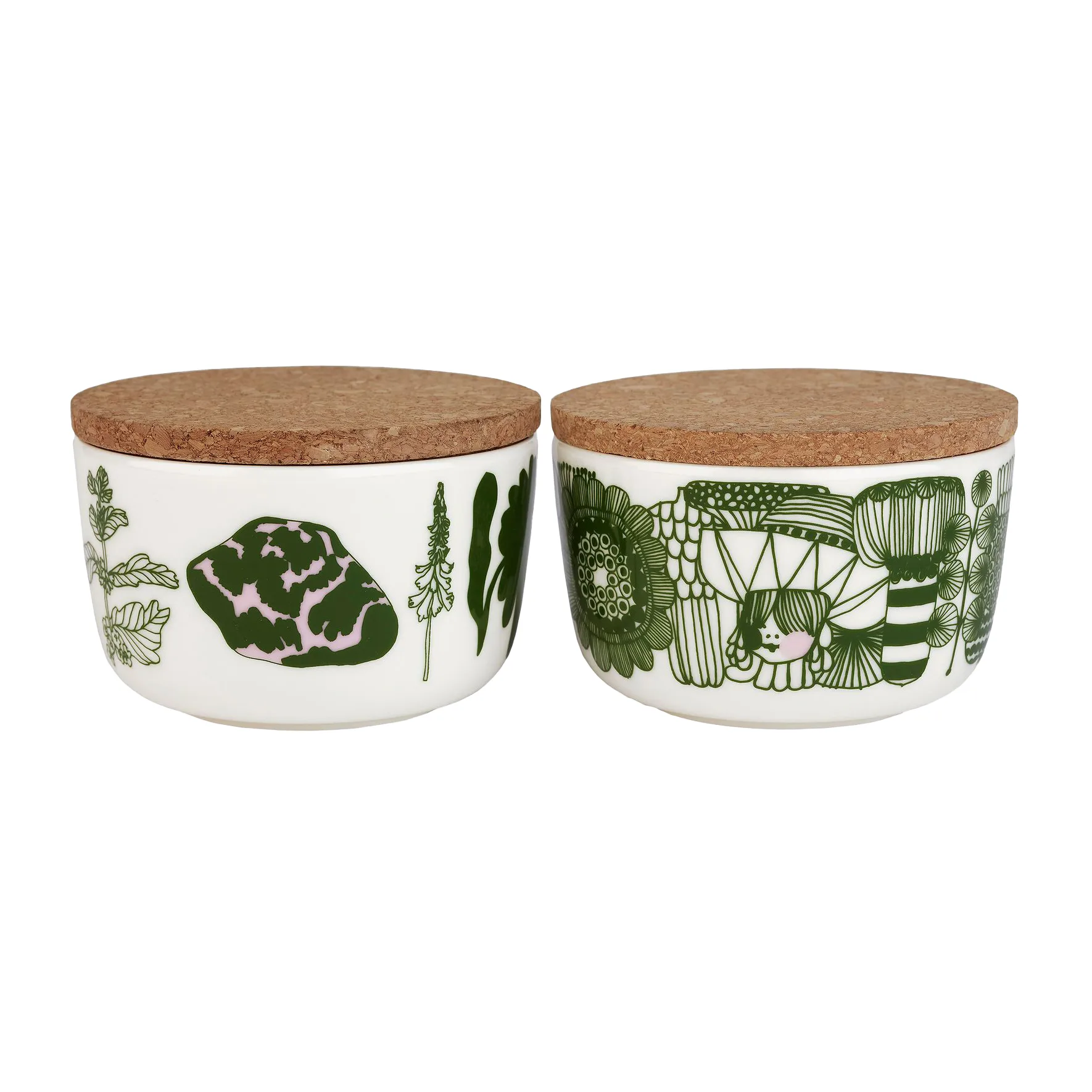 Elokuun Varjot bowl 2.5 dl 2-pack, White-green-pink Marimekko