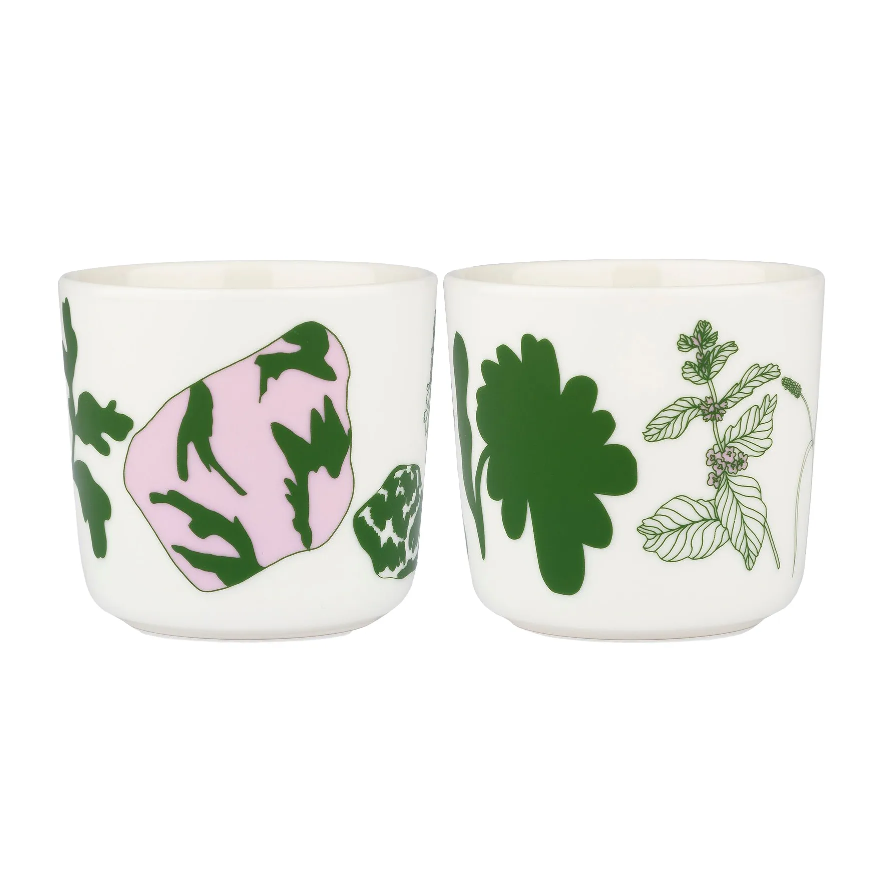 Elokuun Varjot coffee cup without handle 20 cl 2-pack, White-green-pink Marimekko