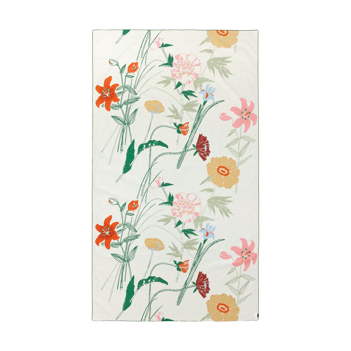 Marimekko Garden party tablecloth 145x250 cm White-green-orange-beige