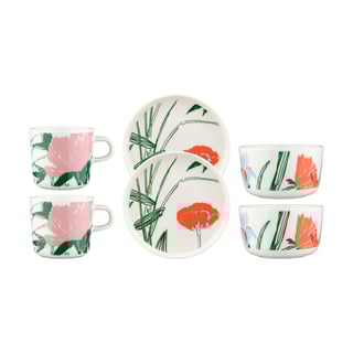 Marimekko Garden Party tableware set 6 pieces White-green-orange