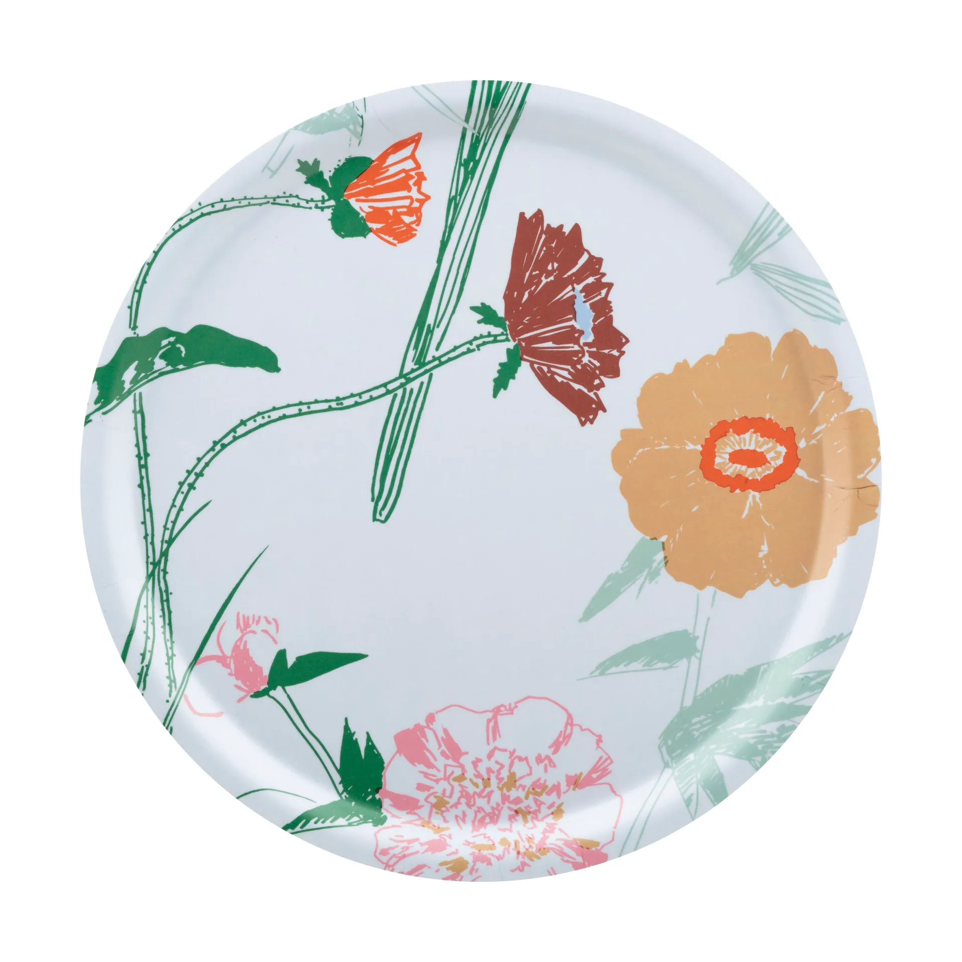 Garden Party tray Ø31 cm, White-green-beige-light pink Marimekko