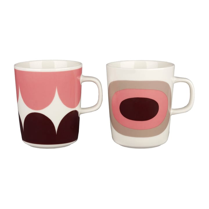 Härkä & Melooni mug 25 cl 2 pack - White-dark wine-powder-clay - Marimekko