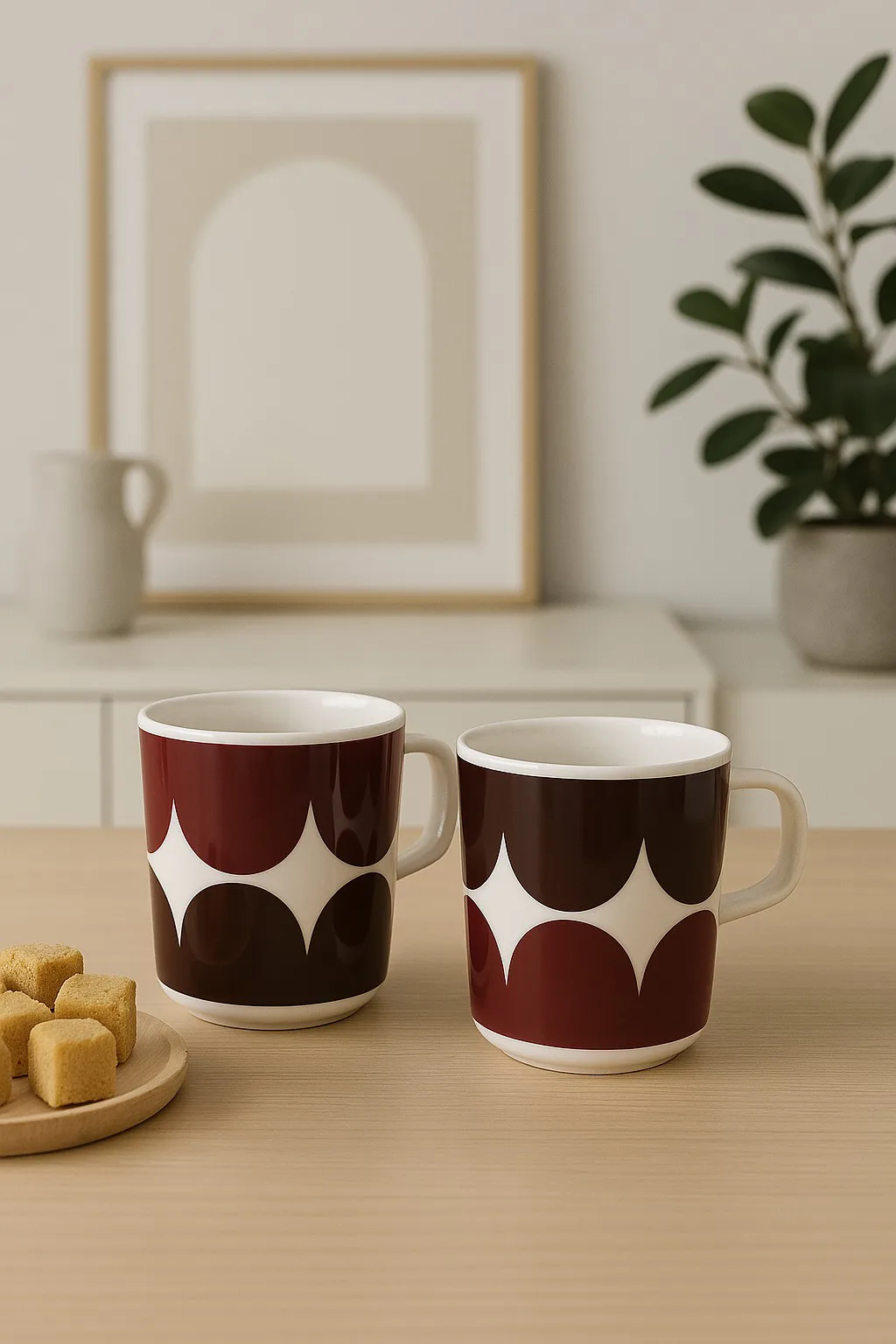 Härkä mug 25 cl 2-pack, white-dark wine-dark red Marimekko