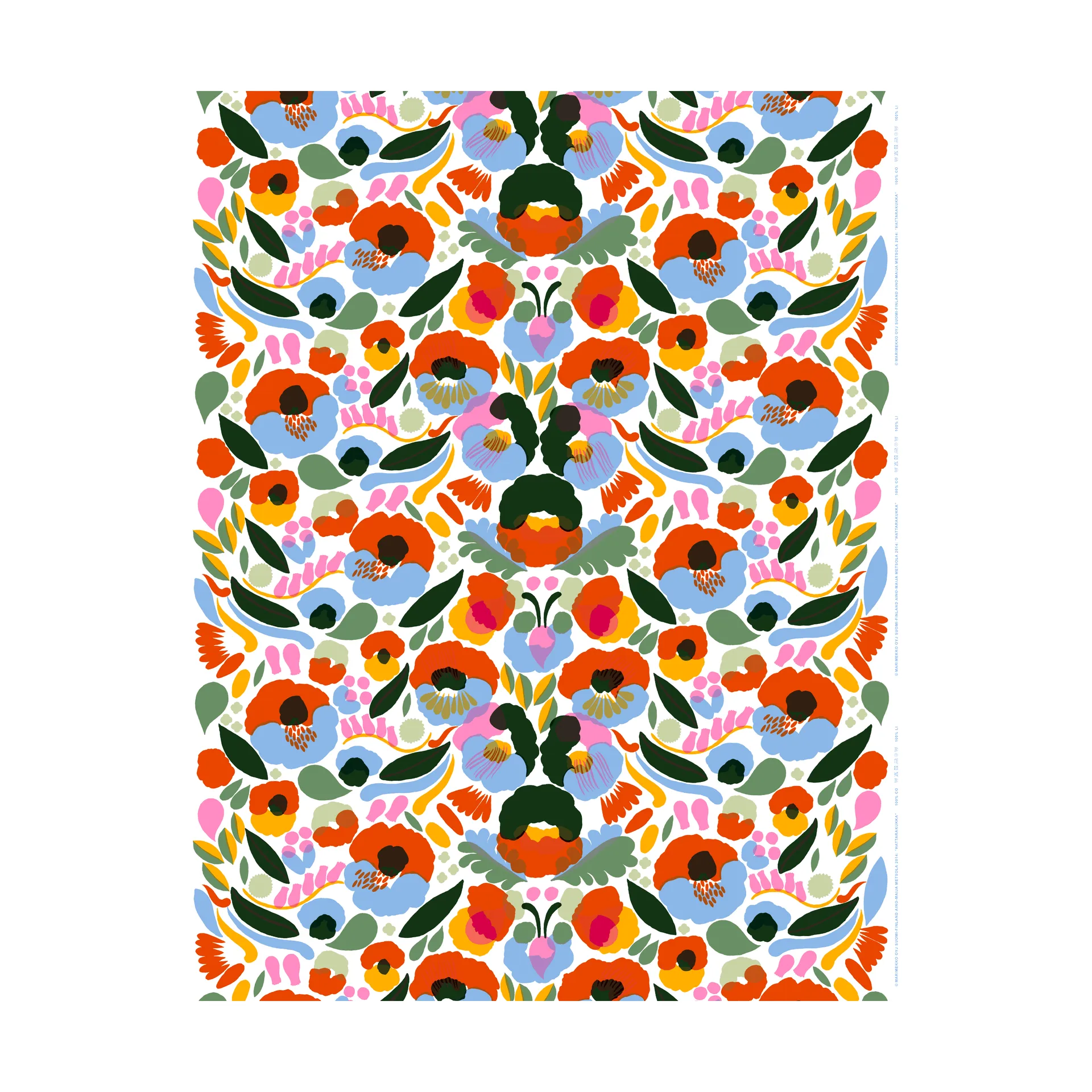 Hattarakukka fabric, Red Marimekko