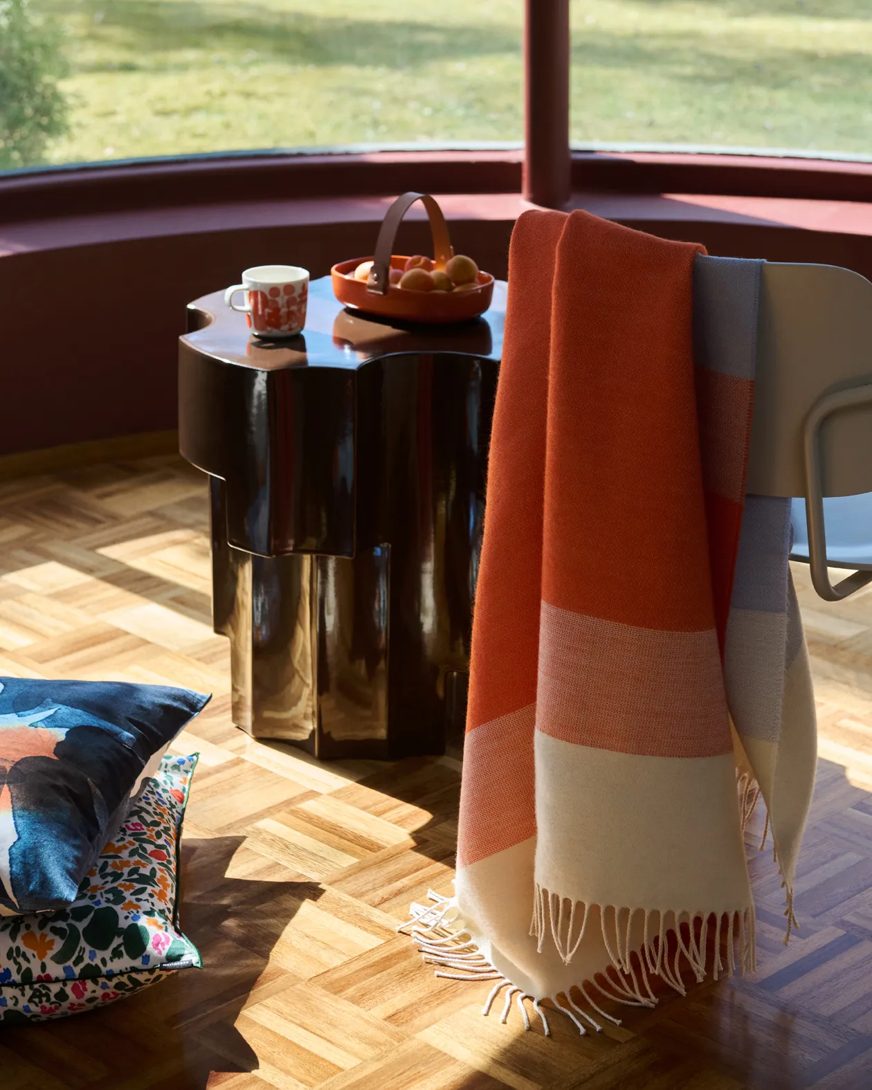 Hennika throw 120x180 cm, Orange-white-Light blue Marimekko