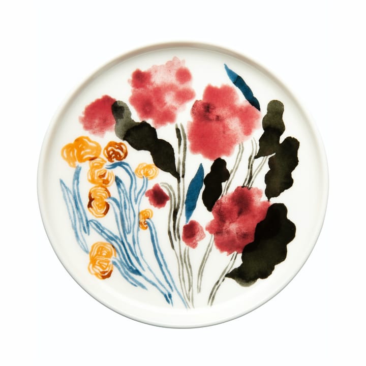 Hyhmä small plate 13.5 cm - white-blue-red - Marimekko