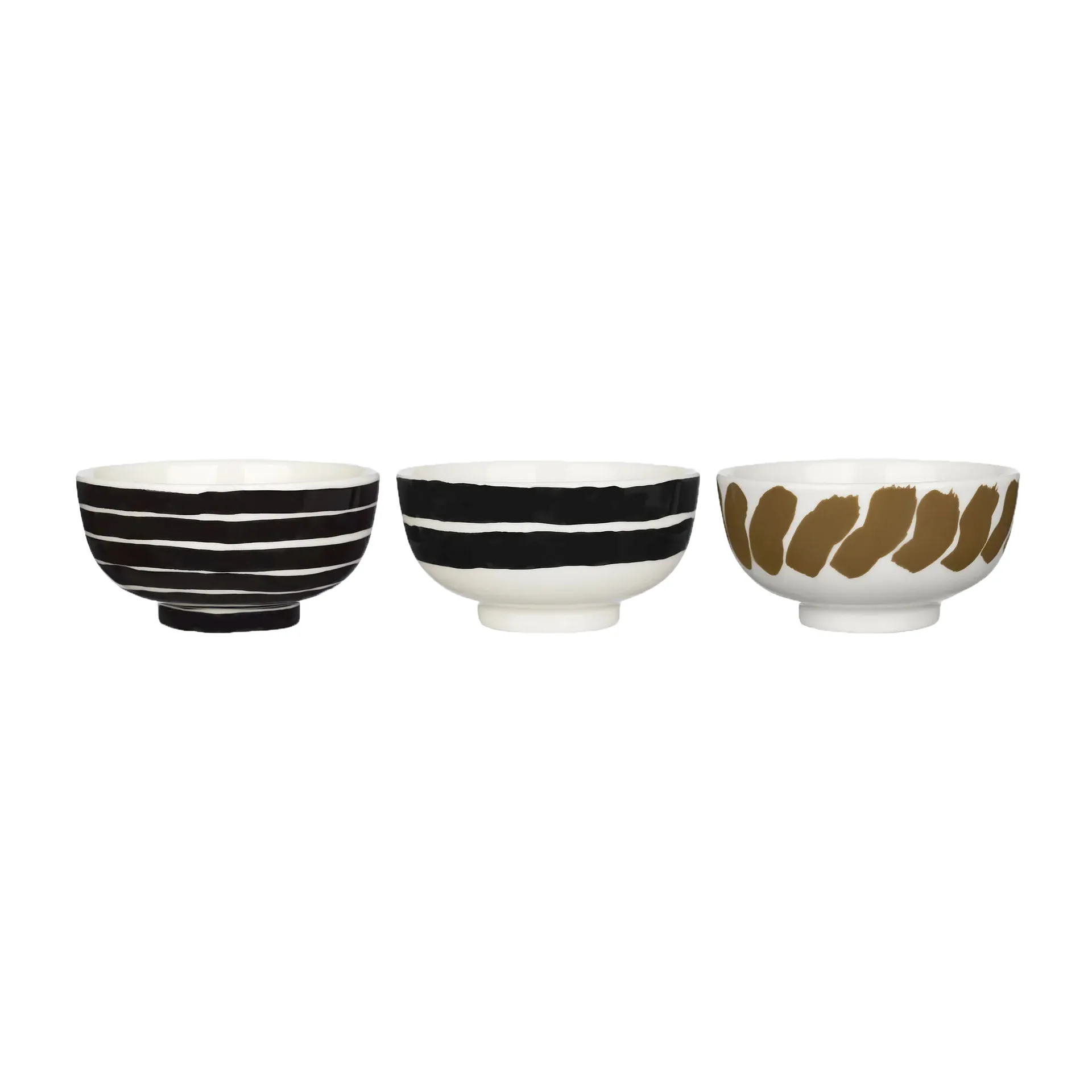 Hyräily bowl 3 dl 3 pack, White-brown-black Marimekko