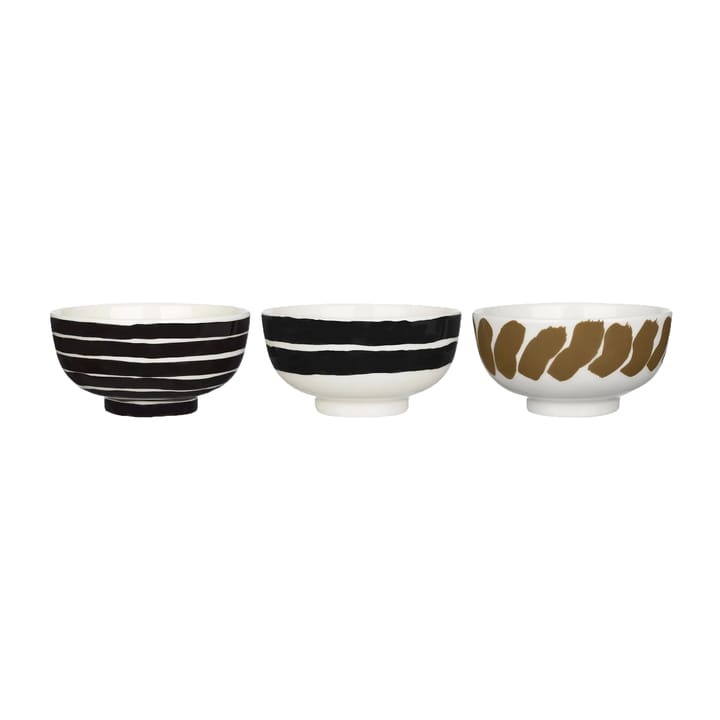 Hyräily bowl 3 dl 3 pack - White-brown-black - Marimekko