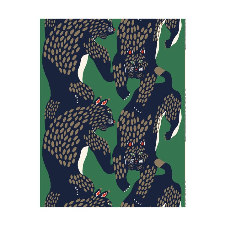 Ilves fabric panama, Green-blue-light brown Marimekko