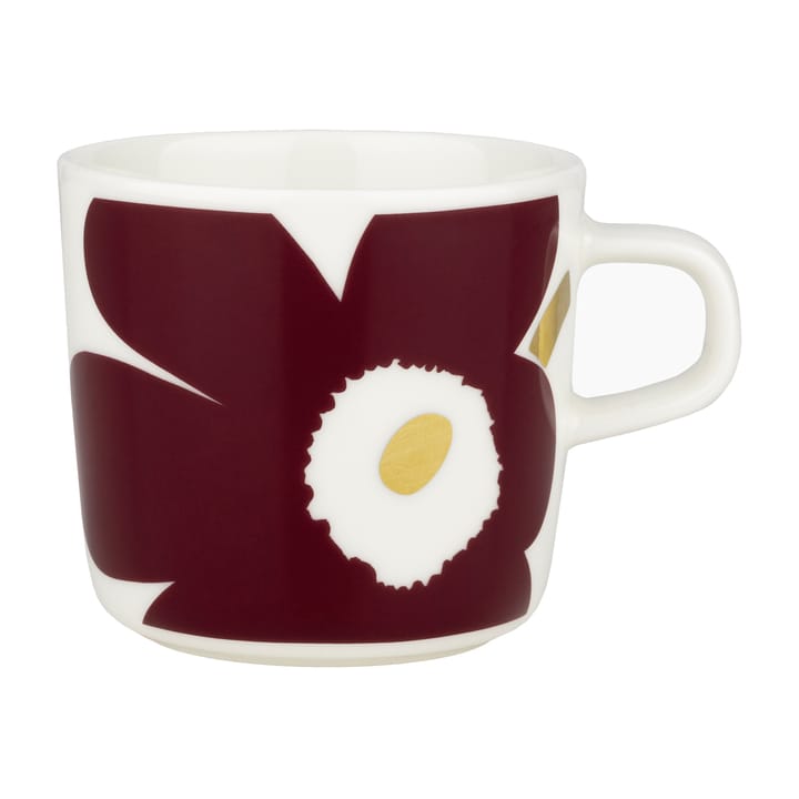 Juhla Unikko coffee cup 20 cl - White-wine red-gold - Marimekko