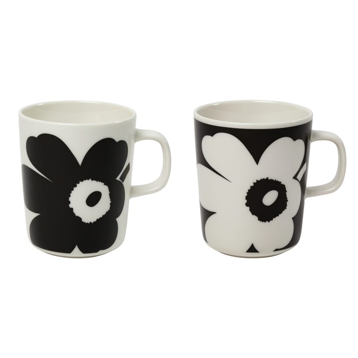 Juhla Unikko mug 25 cl 2-pack - black and white - Marimekko