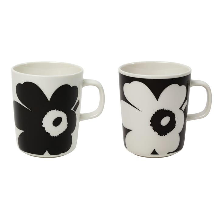 Juhla Unikko mug 25 cl 2-pack, black and white Marimekko