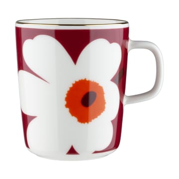 Juhla Unikko mug 25 cl 2-pack - White-burgundy-gold - Marimekko