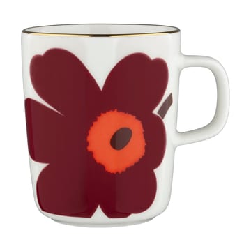 Juhla Unikko mug 25 cl 2-pack - White-burgundy-gold - Marimekko