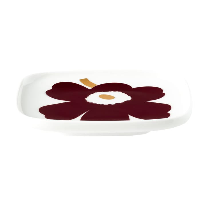 Juhla Unikko saucer 10x10 cm 2-pack, White-wine red-gold Marimekko