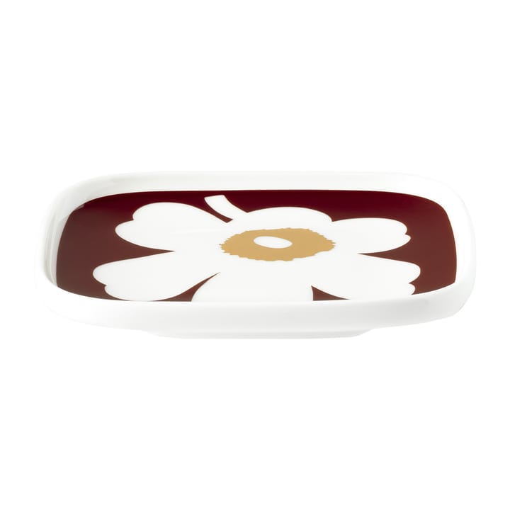 Juhla Unikko saucer 10x10 cm 2-pack, White-wine red-gold Marimekko