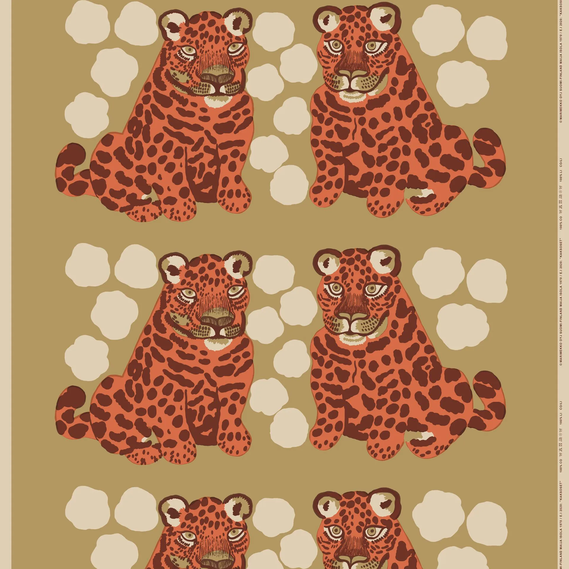 Kaksoset fabric, Beige-orange-brown Marimekko