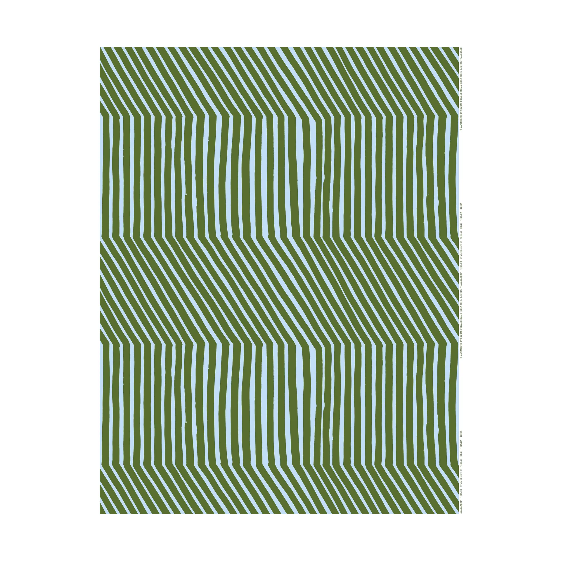 Kalasääski cotton fabric, Forest green-light blue Marimekko