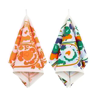 Marimekko Karuselli kitchen towel 43x70 cm 2 pieces White-orange-blue-emerald