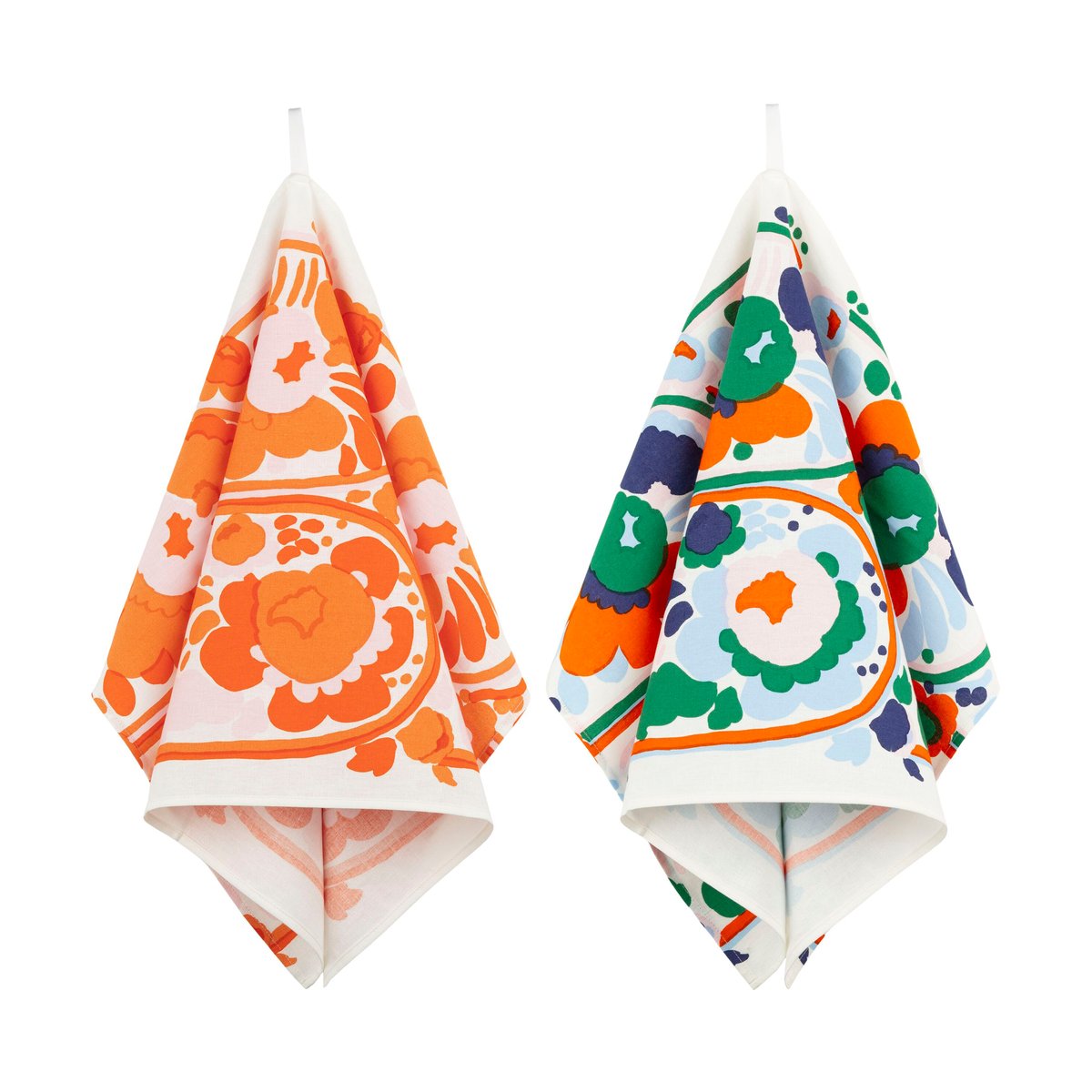 Marimekko Karuselli kitchen towel 43x70 cm 2 pieces White-orange-blue-emerald