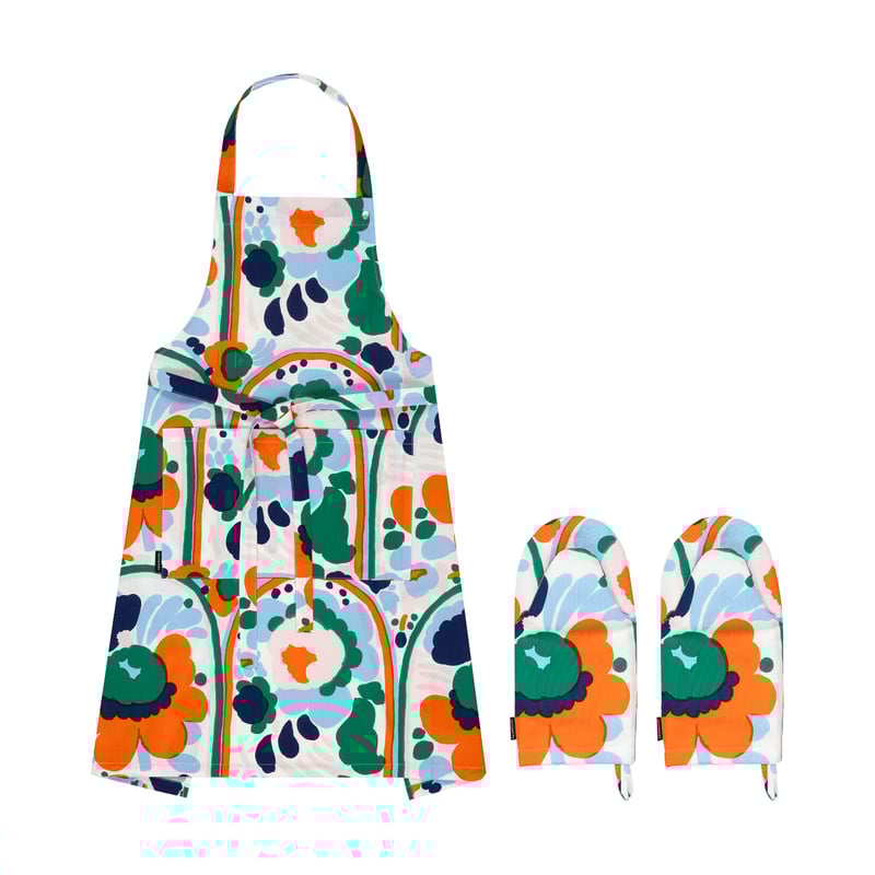 Marimekko Karuselli textile set 3 pieces White-orange-blue-emerald
