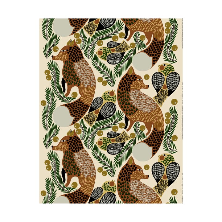 Ketunmarja fabric linen-cotton, Linen-gold-brown Marimekko